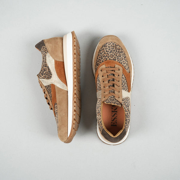 Esska Cinda Leopard Light & Sand Animal Print Trainer