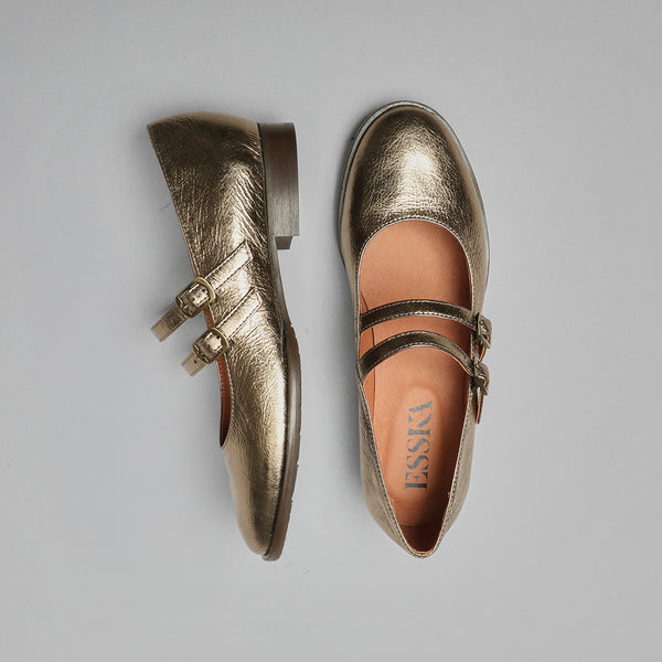 Esska Anya Metallic Smoke Flat Mary-Jane Shoe