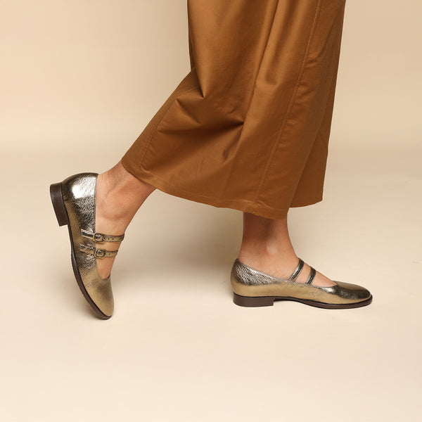 Esska Anya Metallic Smoke Flat Mary-Jane Shoe