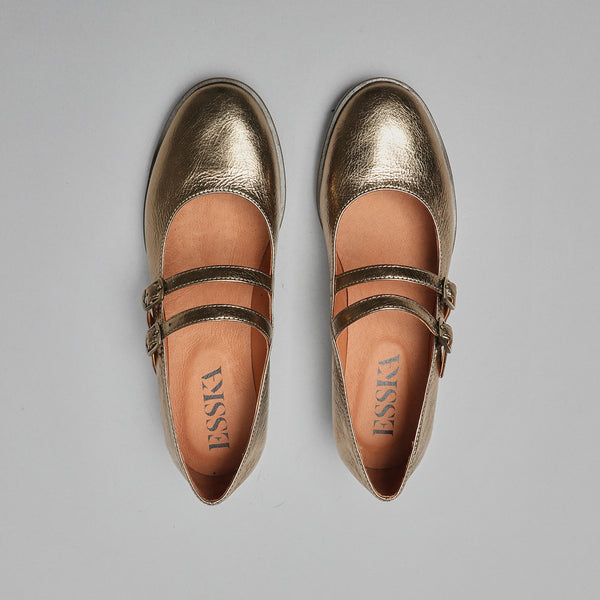 Esska Anya Metallic Smoke Flat Mary-Jane Shoe