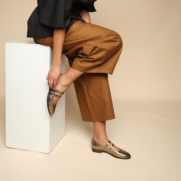 esska Anya Metallic Smoke Flat Mary-Jane Shoe