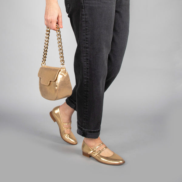 Esska Anya Vegan Gold Flat Shoe