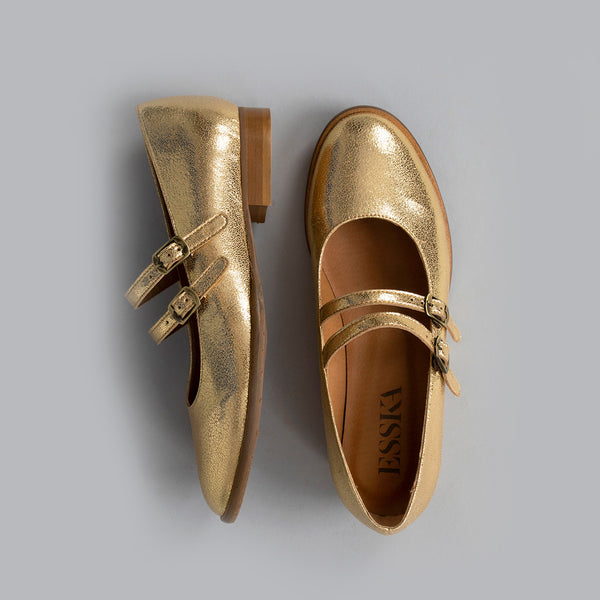 Esska Anya Vegan Gold Flat Shoe