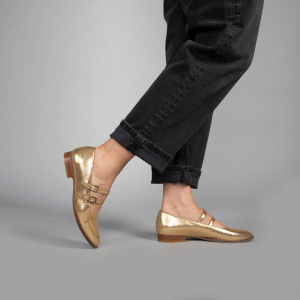 esska Anya Vegan Gold Flat Shoe