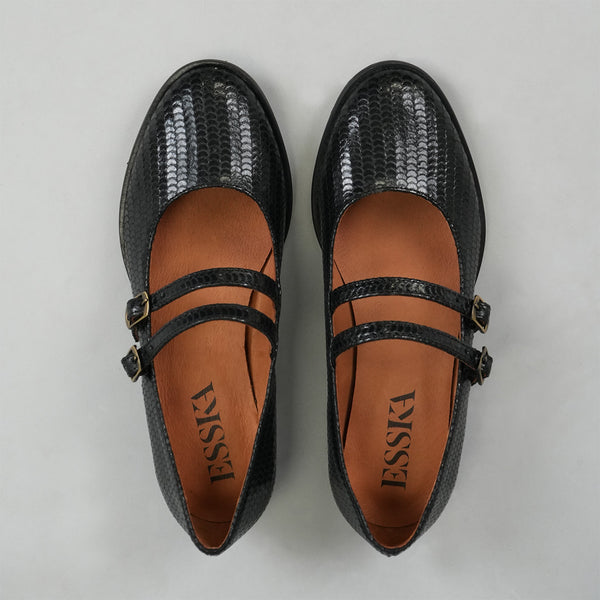 esska Anya WIDE Black Flat Shoe