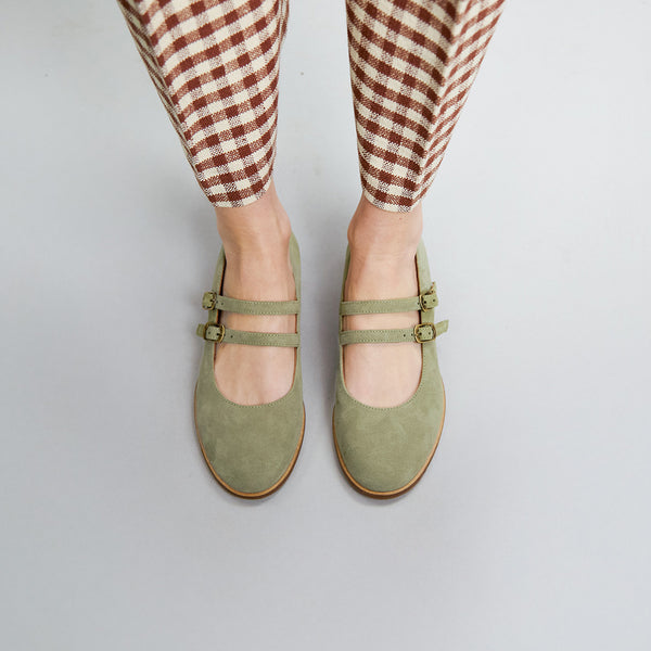 Esska Anya WIDE Green Flat Mary-Jane Shoe