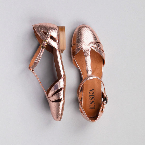 Esska Aurora Metallic Dusty Pink Flat Shoe