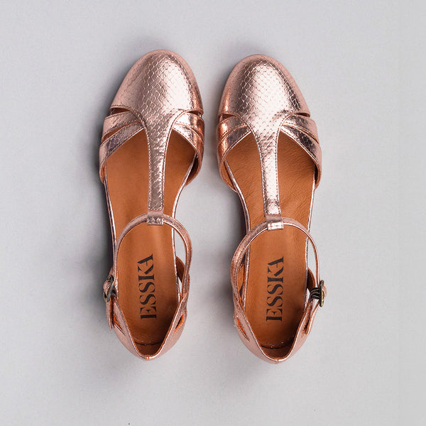 Esska Aurora Metallic Dusty Pink Flat Shoe