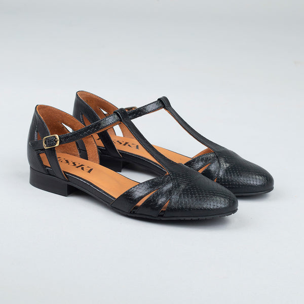 Esska Aurora WIDE Black Flat Shoe
