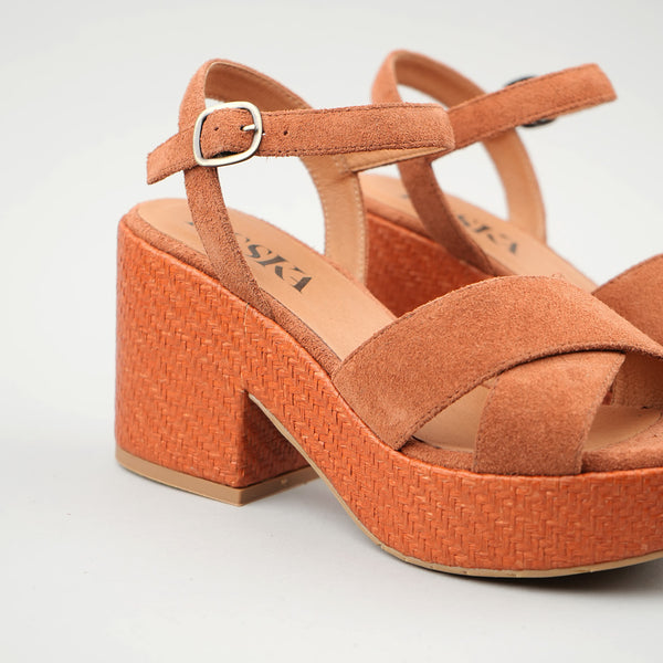 Esska Becca Tan Mid Heel Sandals