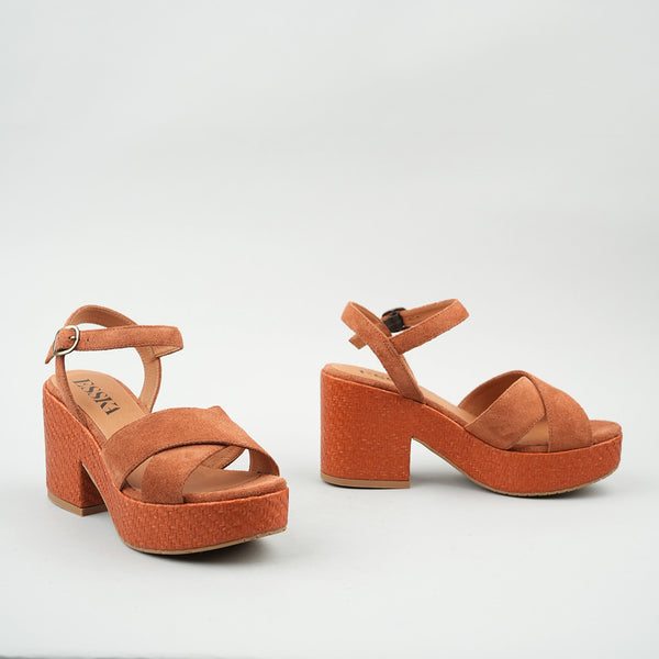 Esska Becca Tan Mid Heel Sandals