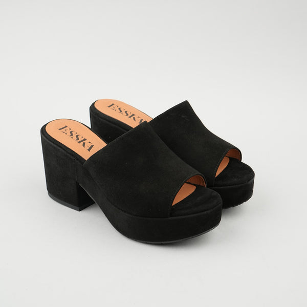 Esska Bella Black Flat Platform Sandal