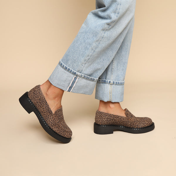 Esska Ben Leopard Baby Chunky Flat Loafer