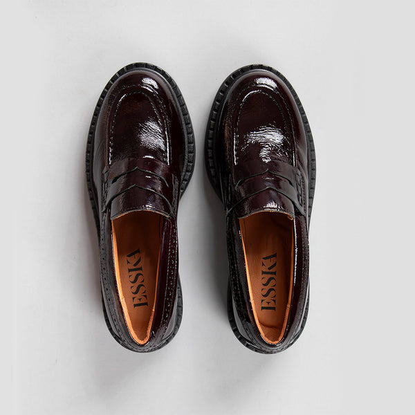 Esska Ben Patent Wine Chunky Flat Loafer