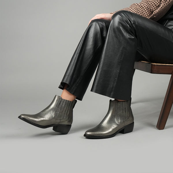 esska Bettina Gunmetal Low Heel Boot