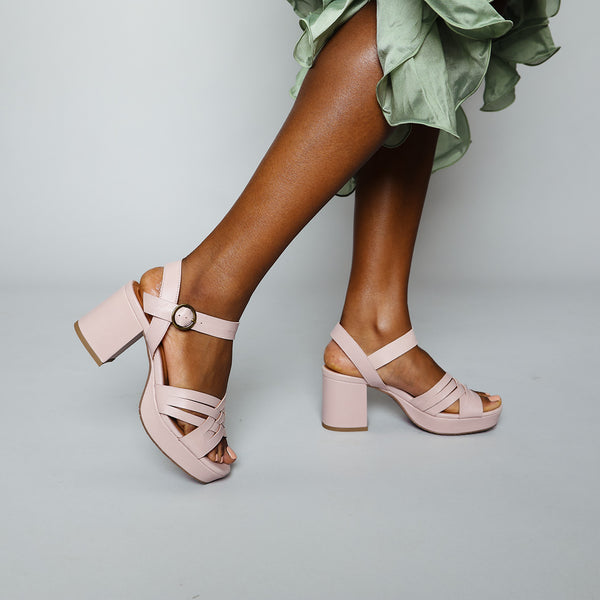 Esska Carlota Dusty Pink Mid Heel Sandal