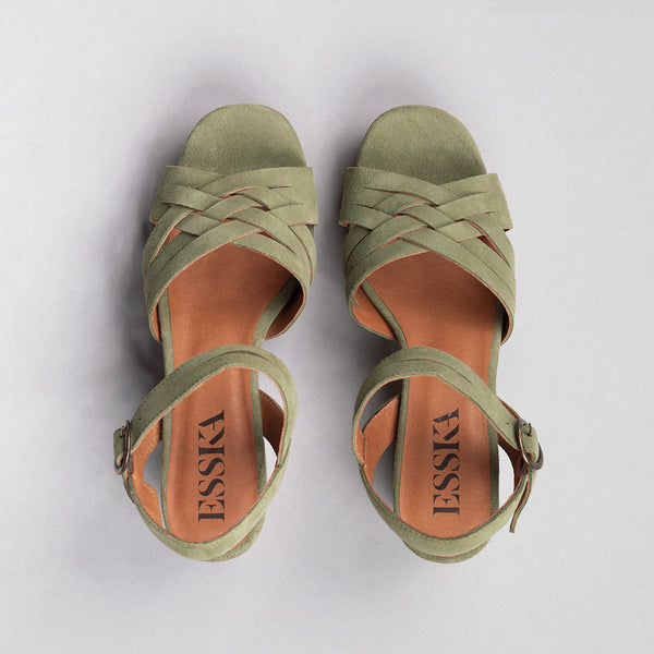Esska Carlota Green Mid Heel Sandal
