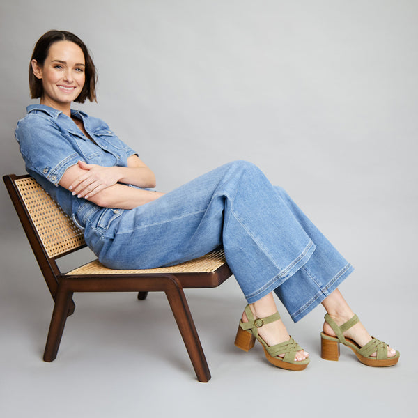 Esska Carlota Green Mid Heel Sandal