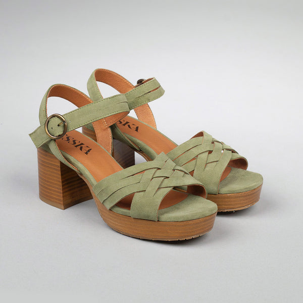 Esska Carlota Green Mid Heel Sandal