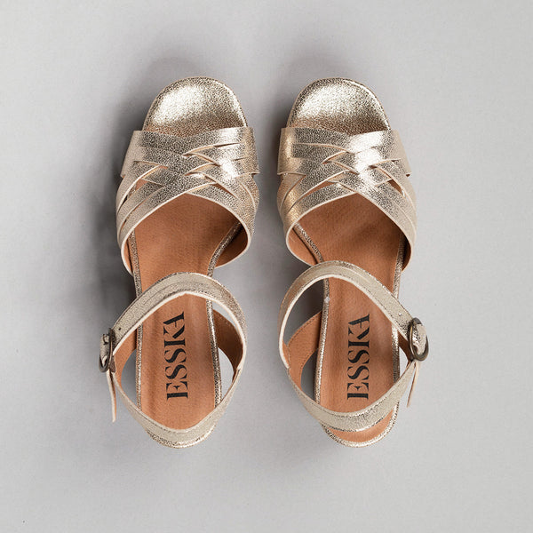 Esska Carlota Platinum Mid Heel Sandal