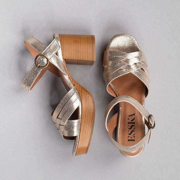 Esska Carlota Platinum Mid Heel Sandal