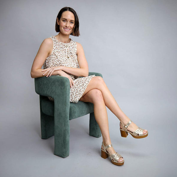 esska Carlota Platinum Mid Heel Sandal