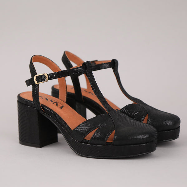 Esska Celeste Metallic Black Mid High Shoe