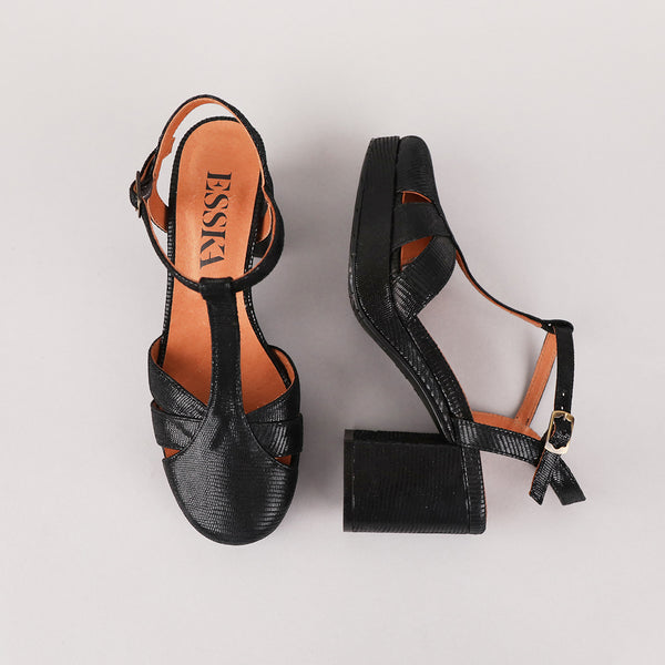 Esska Celeste Metallic Black Mid High Shoe