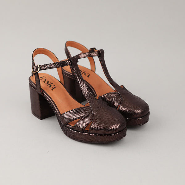 Esska Celeste Metallic Dark Brown Mid High Shoe