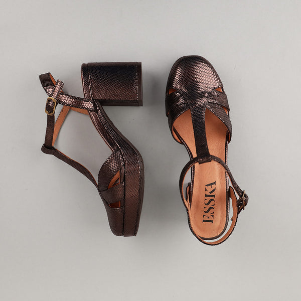 Esska Celeste Metallic Dark Brown Mid High Shoe