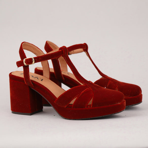 Esska Celeste Velvet Burnt Orange Mid High Shoe
