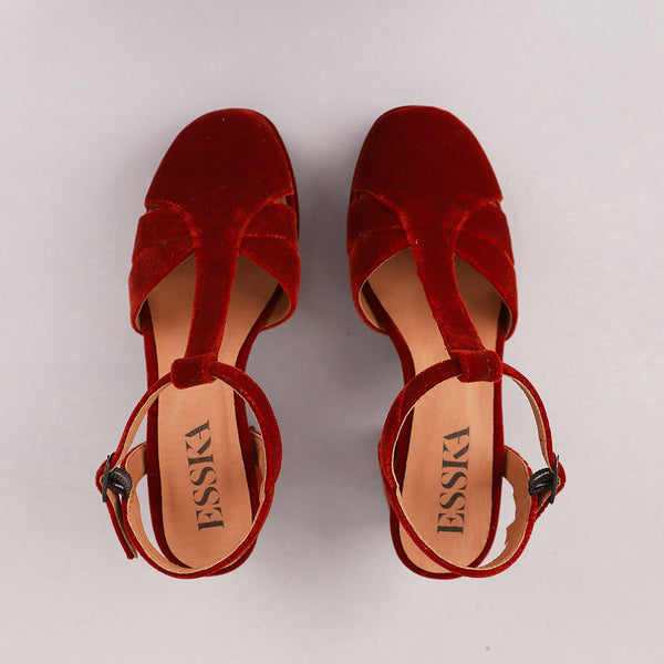 Esska Celeste Velvet Burnt Orange Mid High Shoe