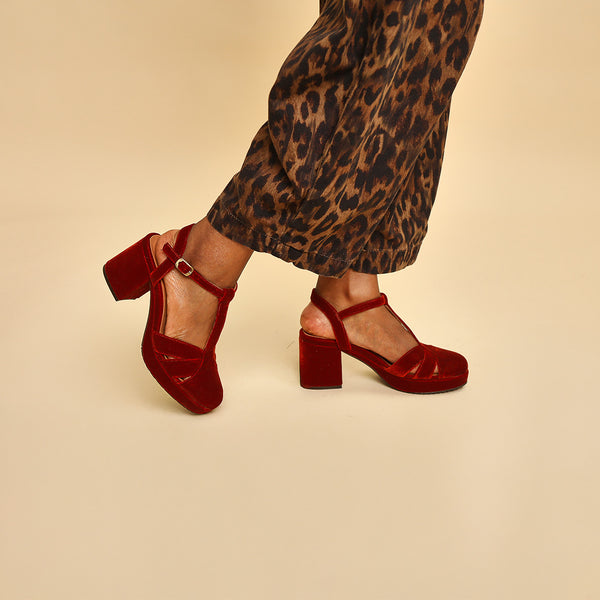 esska Celeste Velvet Burnt Orange Mid High Shoe