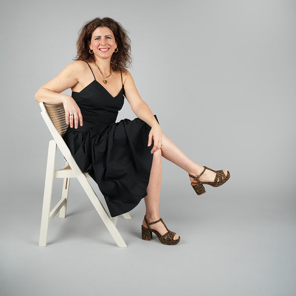 Esska Charlie WIDE Leopard Mid Heel T-Bar Sandals