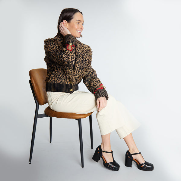 esska Chaza Black Mid Heel Shoe