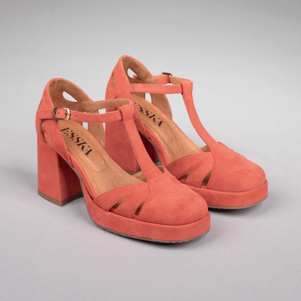 Esska Chaza Coral Mid Heel Shoe