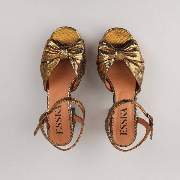 Esska Chilli Gold Neptune Mid Heel Sandal