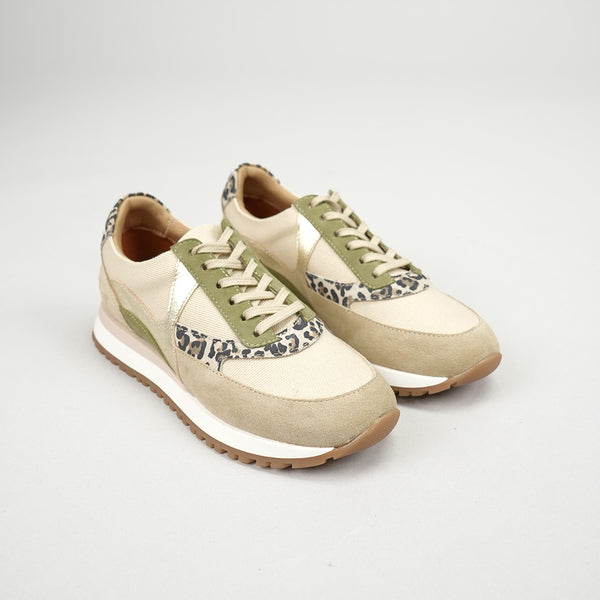 Esska Cinda Beige & Leopard Beige Canvas Trainer