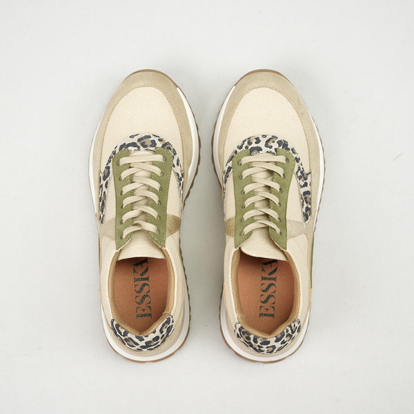 Esska Cinda Beige & Leopard Beige Canvas Trainer