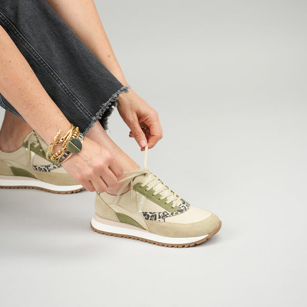 esska Cinda Beige & Leopard Beige Canvas Trainer