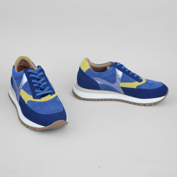 Esska Cinda Blue & Yellow Blue Suede Trainer