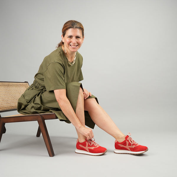 esska Cinda Red Suede Trainer