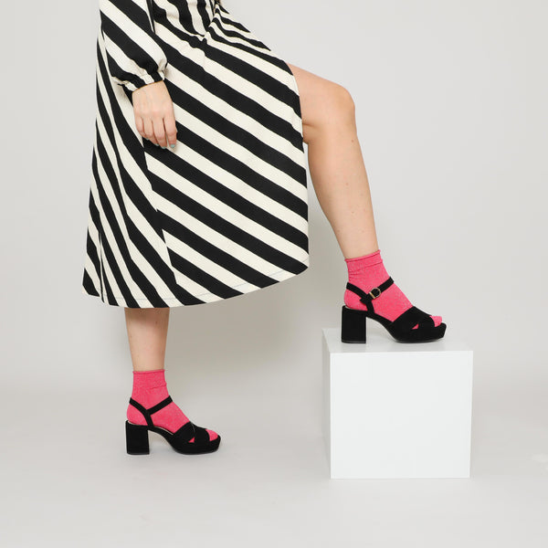 Esska Clara Black Mid Heel Sandal