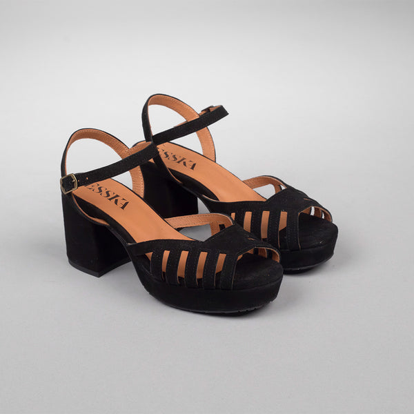 Esska Cristi Black Mid Heel Sandal