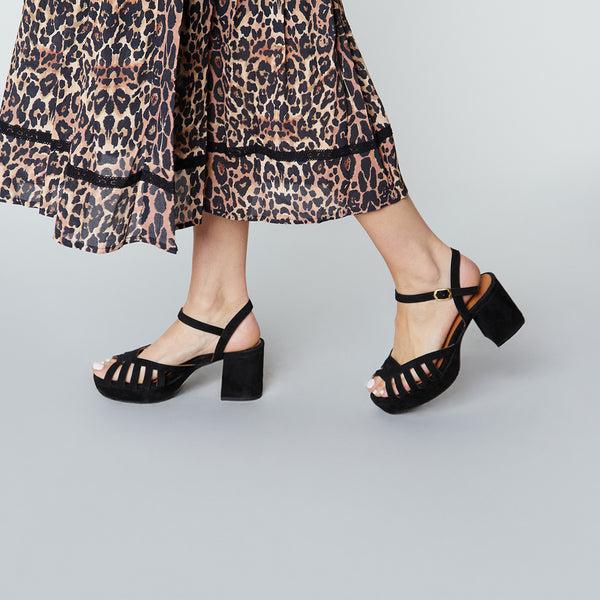 Esska Cristi Black Mid Heel Sandal