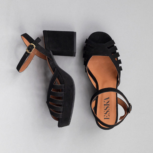 Esska Cristi Black Mid Heel Sandal