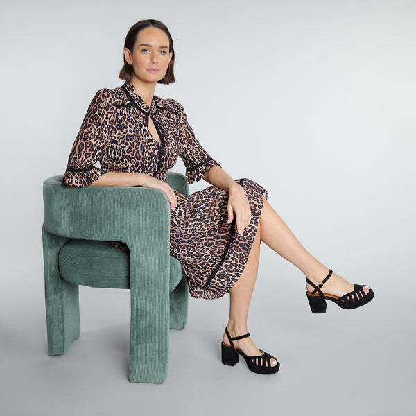 esska Cristi Black Mid Heel Sandal