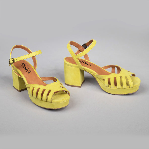 Esska Cristi Lemon Mid Heel Sandal
