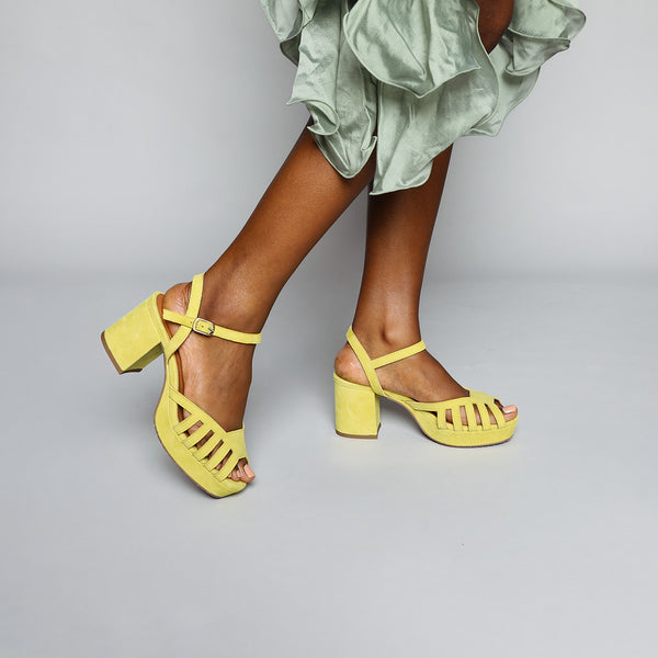 Esska Cristi Lemon Mid Heel Sandal