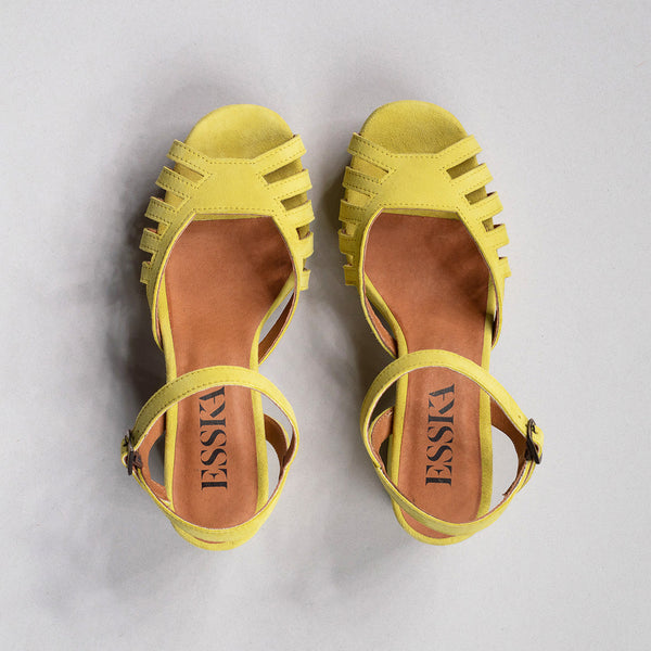 Esska Cristi Lemon Mid Heel Sandal